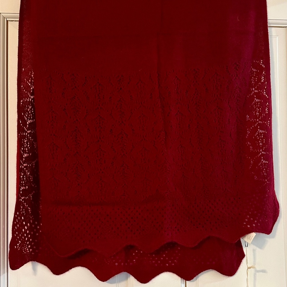 NEW Sundance Living Catalog  “Essence Of Air” Shawl Cashmere Scarf Wrap, red